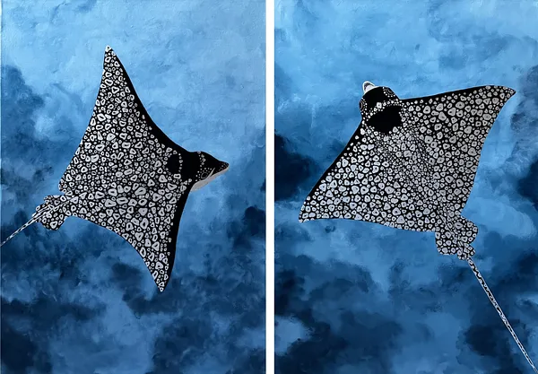 Зображення "Скати" від Анастасія Лебедєва, розмір: 50*70 см, матеріали: Акрил, полотно, медіум: Живопис, місто: Київ, серія: Підводні створіння, ціна: $800 Фото 2 з 3.