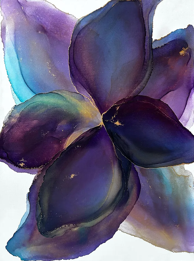 Зображення "Квітка павич" від Анастасія Лебедєва, розмір: 60*80 см, матеріали: спиртові чорнила, полотно, медіум: Живопис, місто: Київ, серія: Квіти, ціна: $500