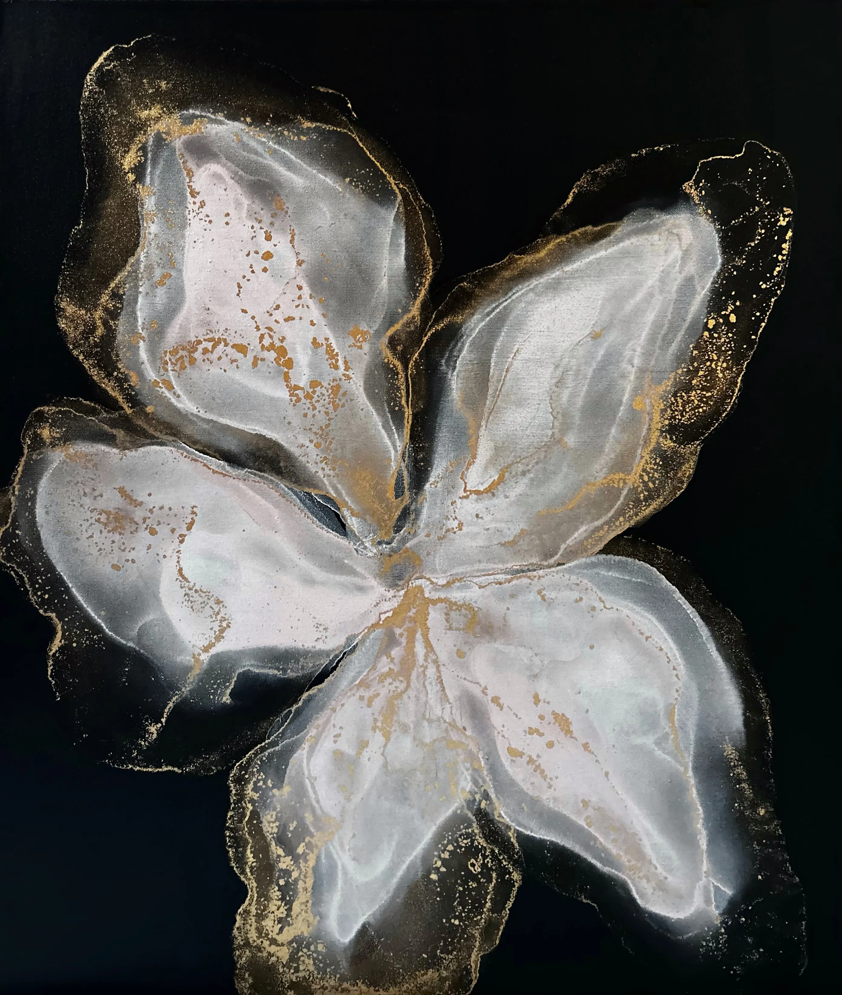 Зображення "Золота квітка" від Анастасія Лебедєва, розмір: 60*70 см, матеріали: Спиртові чорнила, полотно, медіум: Живопис, місто: Київ, серія: Квіти, ціна: $300