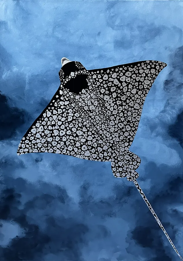 Зображення "Скати" від Анастасія Лебедєва, розмір: 50*70 см, матеріали: Акрил, полотно, медіум: Живопис, місто: Київ, серія: Підводні створіння, ціна: $800