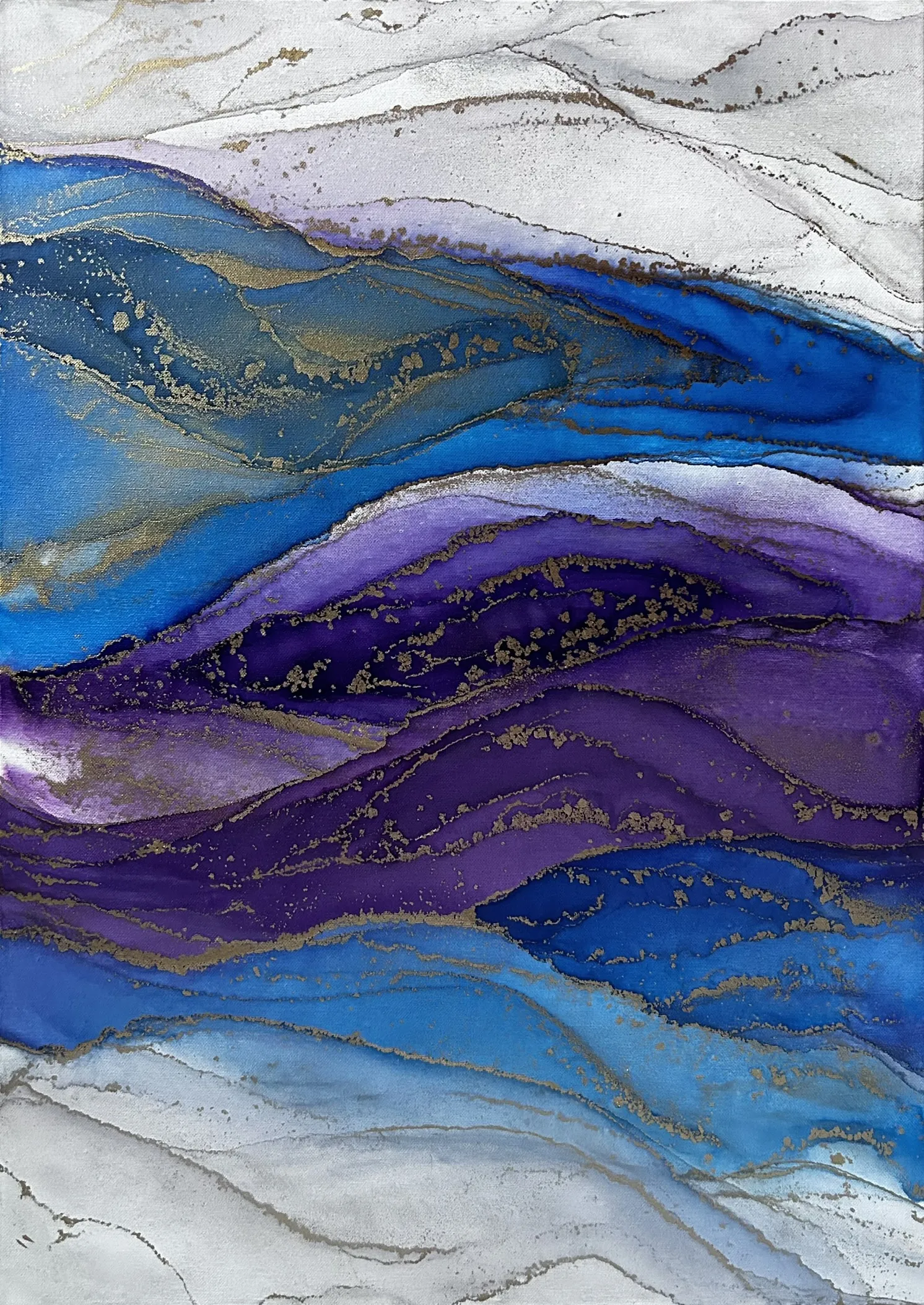 Зображення "Хвилі" від Анастасія Лебедєва, розмір: 50*70см, матеріали: Спиртові чорнила на полотні, медіум: Живопис, місто: Київ, серія: Потоки, ціна: $300