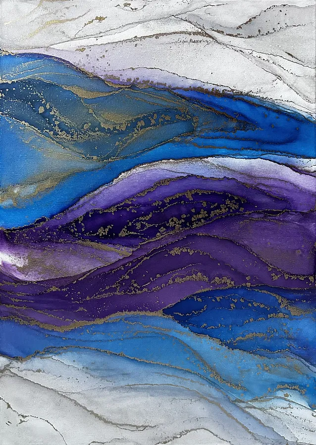 Зображення "Хвилі" від Анастасія Лебедєва, розмір: 50*70см, матеріали: Спиртові чорнила на полотні, медіум: Живопис, місто: Київ, серія: Потоки, ціна: $300