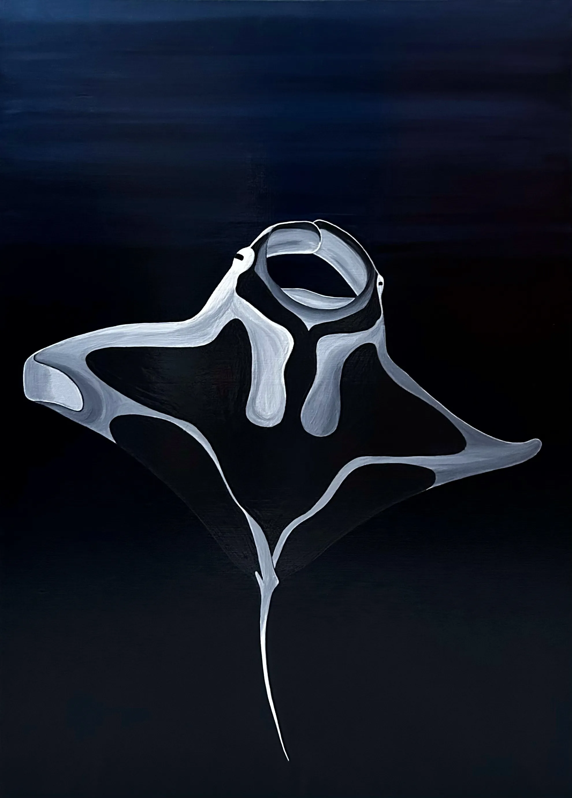 Зображення "Танець ската манта" від Анастасія Лебедєва, розмір: 50*70 см, матеріали: Акрил, полотно, медіум: Живопис, місто: Київ, серія: Підводні створіння, ціна: $1200 Фото 1 з 2.