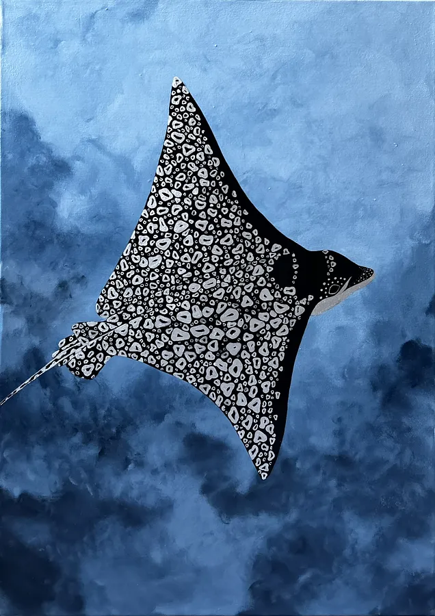 Зображення "Скати" від Анастасія Лебедєва, розмір: 50*70 см, матеріали: Акрил, полотно, медіум: Живопис, місто: Київ, серія: Підводні створіння, ціна: $800