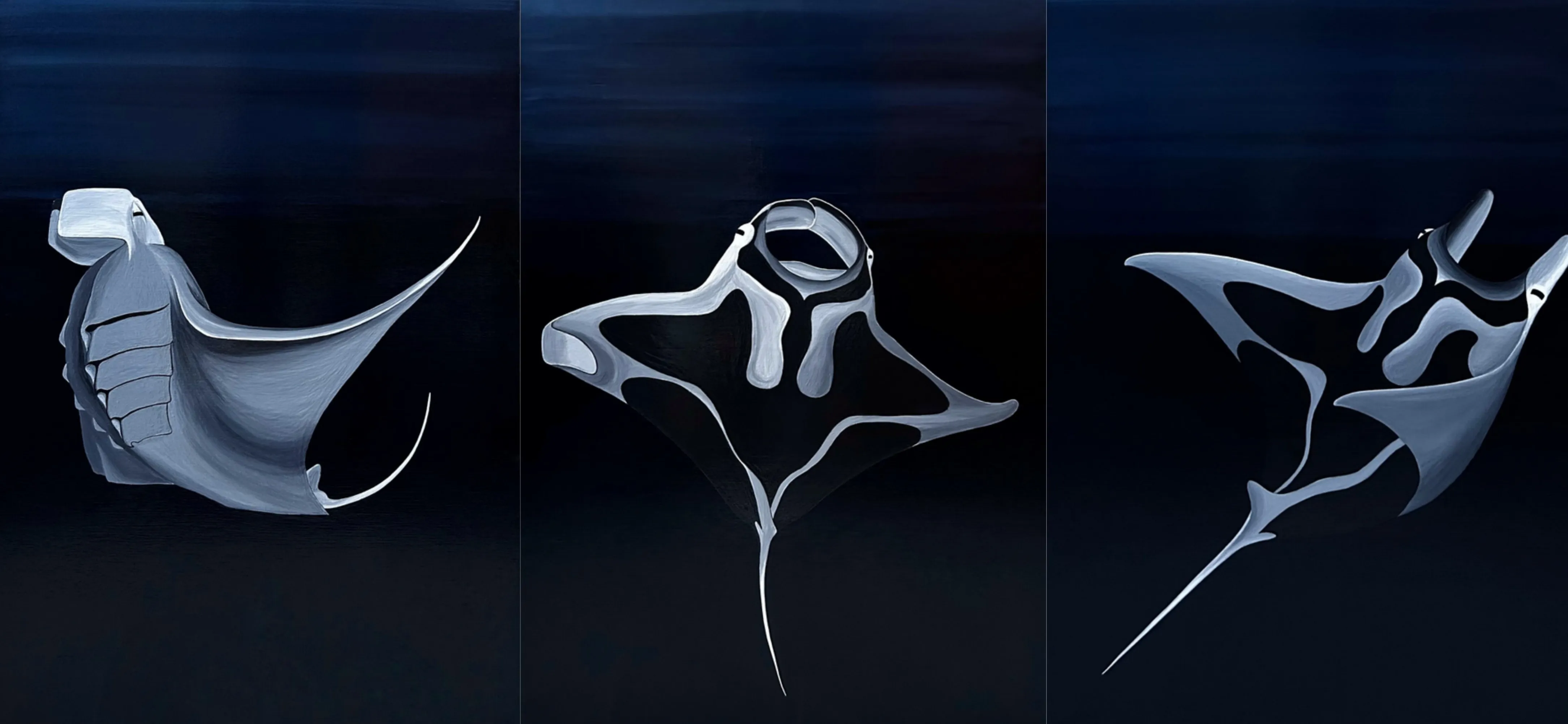 Зображення "Танець ската манта" від Анастасія Лебедєва, розмір: 50*70 см, матеріали: Акрил, полотно, медіум: Живопис, місто: Київ, серія: Підводні створіння, ціна: $1200 Фото 2 з 3.