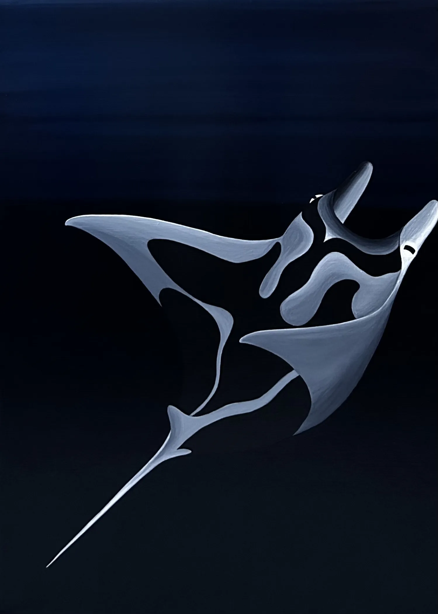 Зображення "Танець ската манта" від Анастасія Лебедєва, розмір: 50*70 см, матеріали: акрил, полотно, медіум: Живопис, місто: Київ, серія: Підводні створіння, ціна: $1200 Фото 1 з 2.