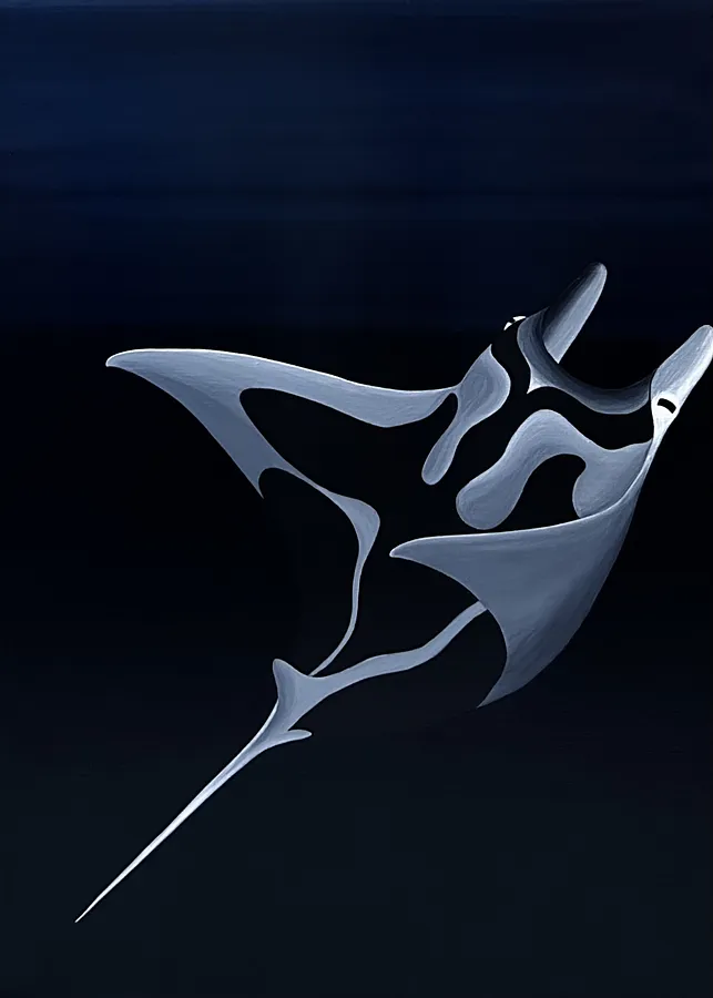 Зображення "Танець ската манта" від Анастасія Лебедєва, розмір: 50*70 см, матеріали: акрил, полотно, медіум: Живопис, місто: Київ, серія: Підводні створіння, ціна: $1200