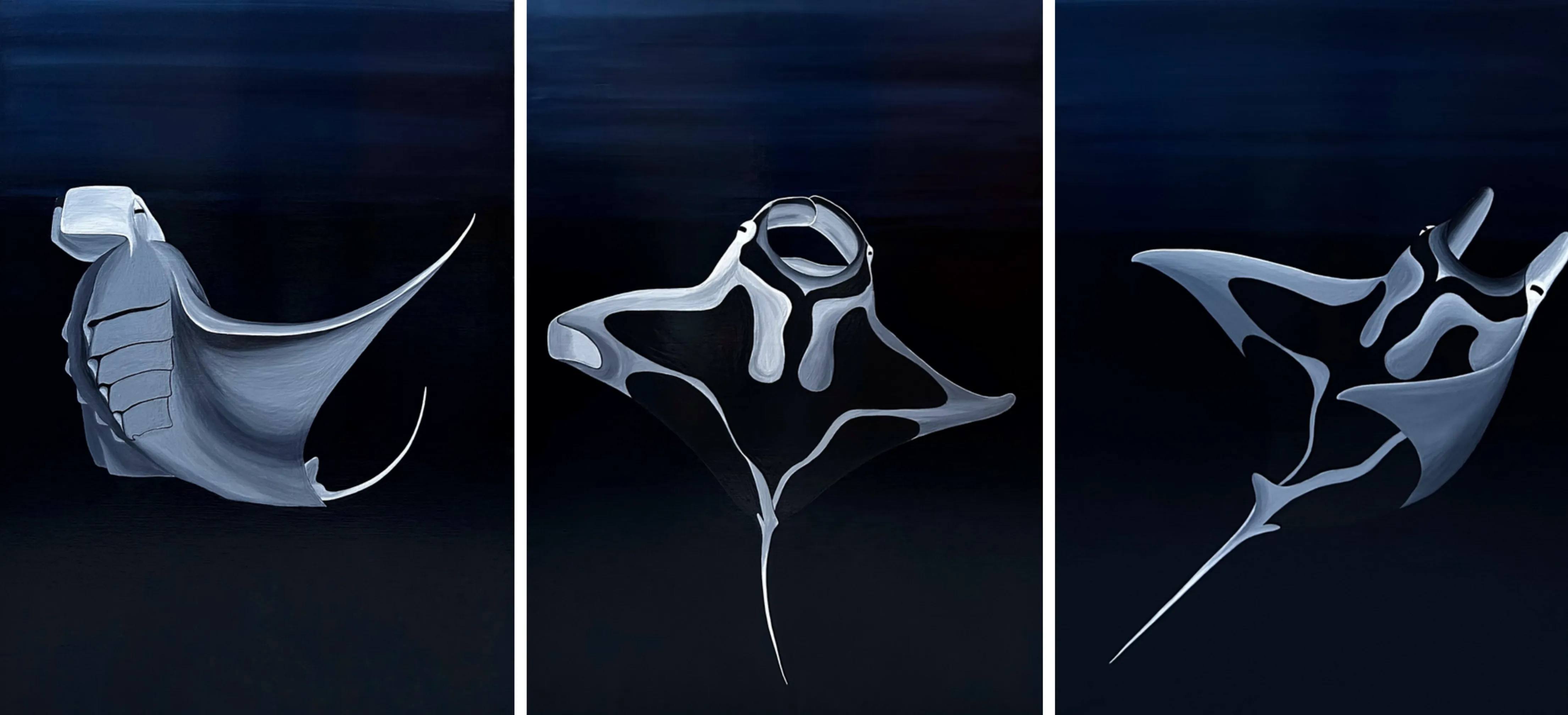 Зображення "Танець ската манта" від Анастасія Лебедєва, розмір: 50*70 см, матеріали: Акрил, полотно, медіум: Живопис, місто: Київ, серія: Підводні створіння, ціна: $1200 Фото 3 з 3.