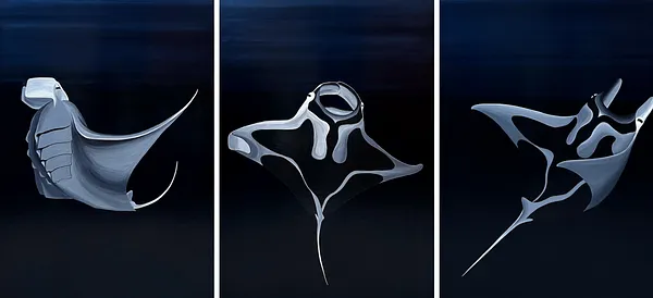 Зображення "Танець ската манта" від Анастасія Лебедєва, розмір: 50*70 см, матеріали: Акрил, полотно, медіум: Живопис, місто: Київ, серія: Підводні створіння, ціна: $1200 Фото 3 з 3.